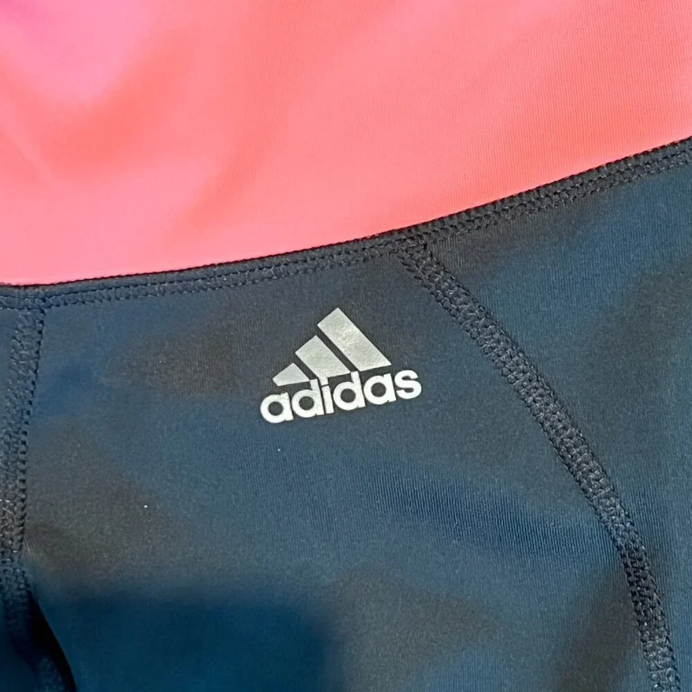 Adidas Leggings Dark Gray with Pink Trim TWO Pairs Size S - Picture 6 of 6